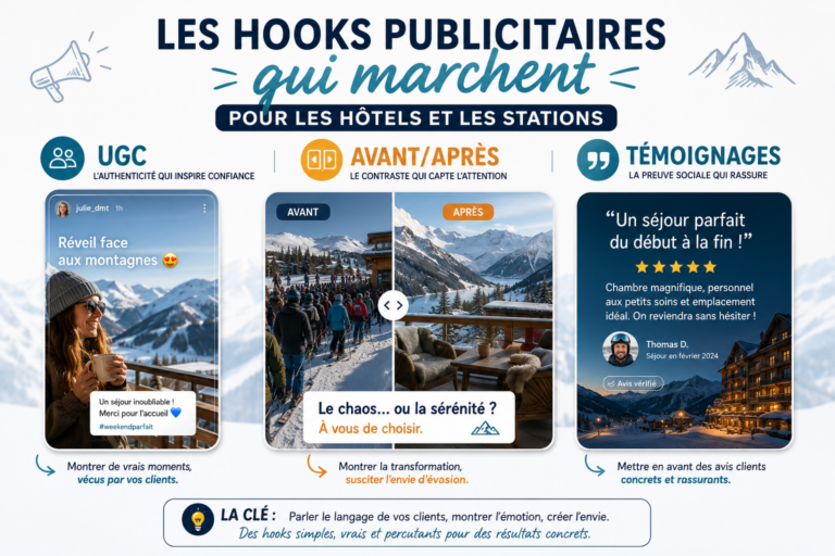 Les Hooks Publicitaires qui Marchent pour les Hôtels et les Stations : UGC, Avant/Après, Témoignages