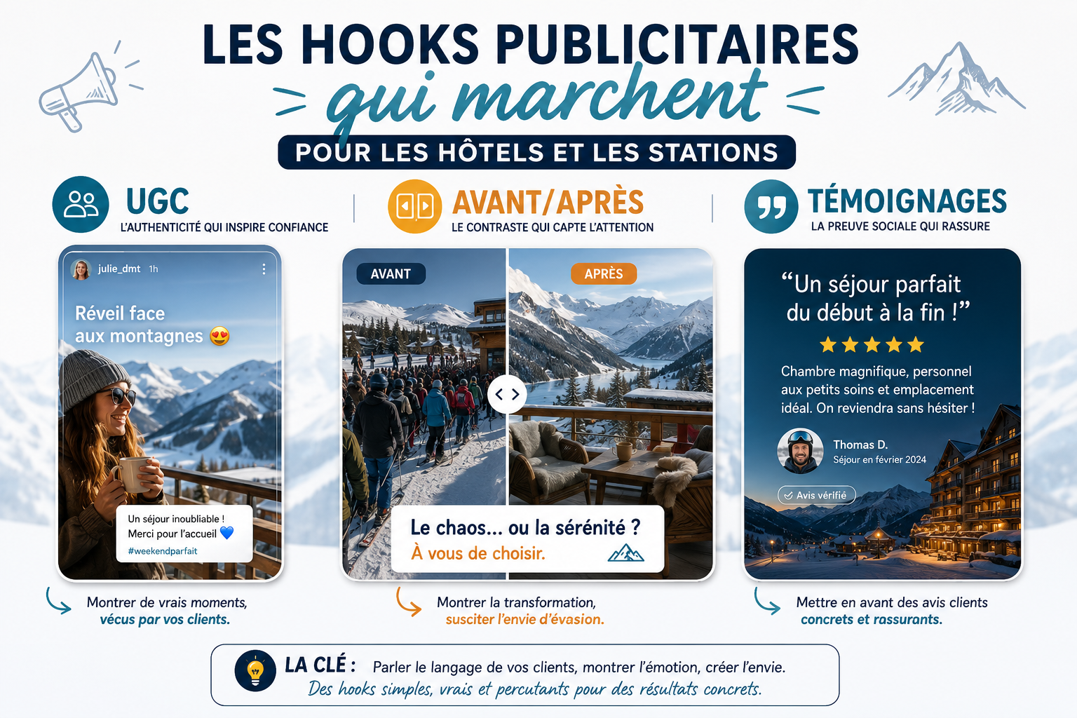 Les Hooks Publicitaires qui Marchent pour les Hôtels et les Stations : UGC, Avant/Après, Témoignages
